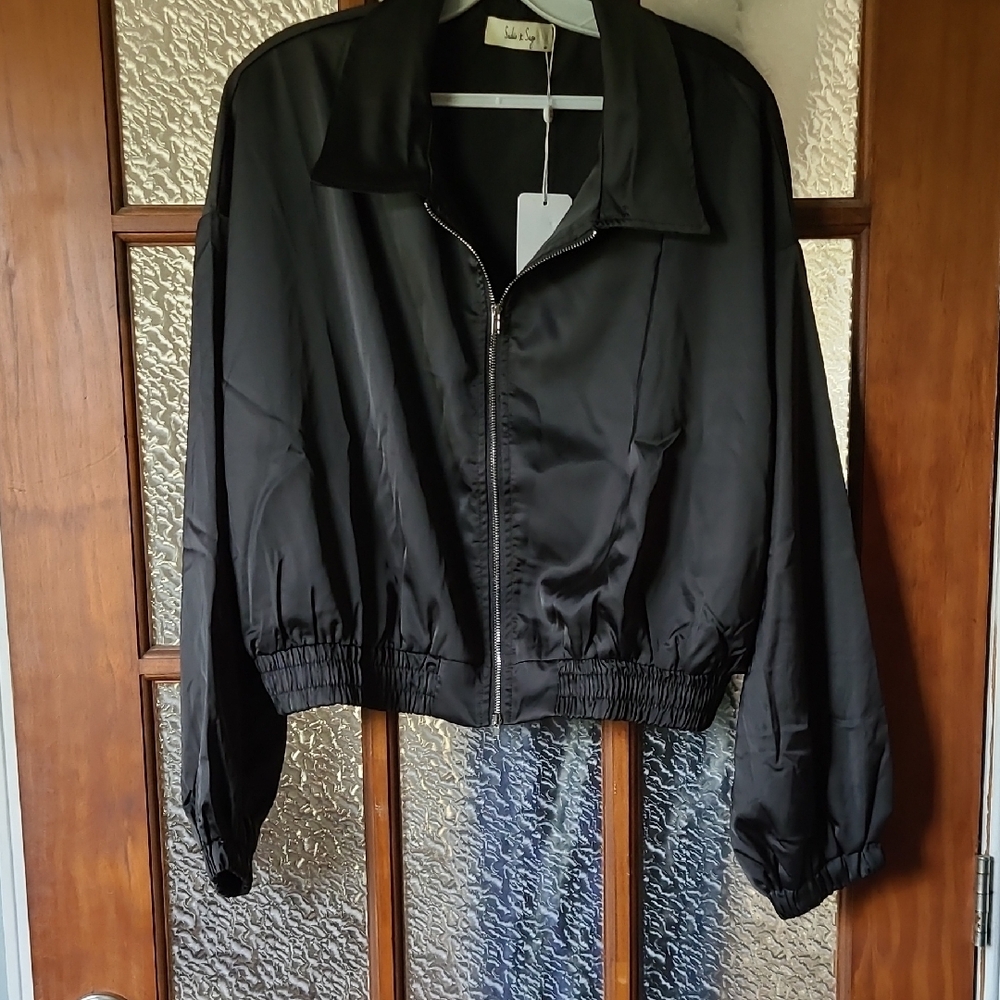 New Sadie & Sage Black Women's Jacket with puff sleeve Size M
